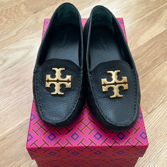 Tory Burch Everly Driver Black Leather Flats - Size 5.5 - Picture 1 of 8